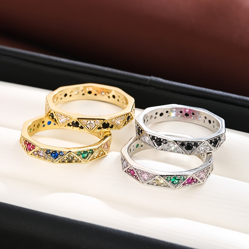 Stylish Triangle Women's Ring w/ Zirconia